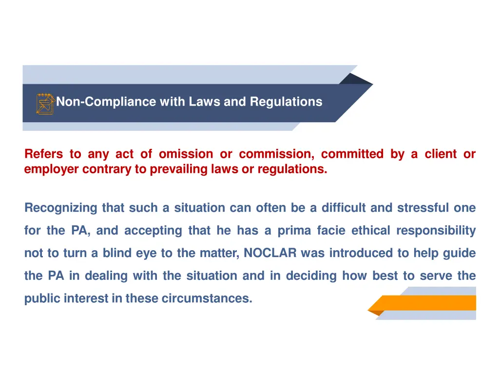 non compliance with laws and regulations