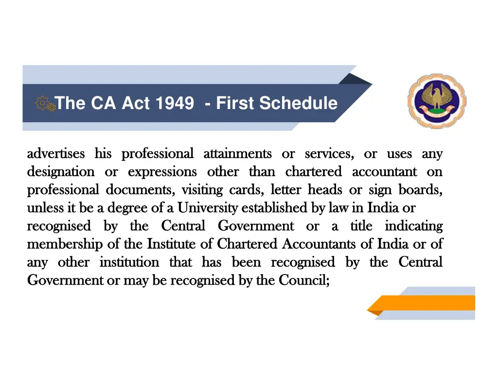 the ca act 1949 first schedule 7