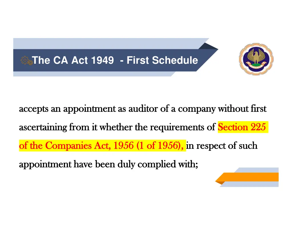 the ca act 1949 first schedule 9
