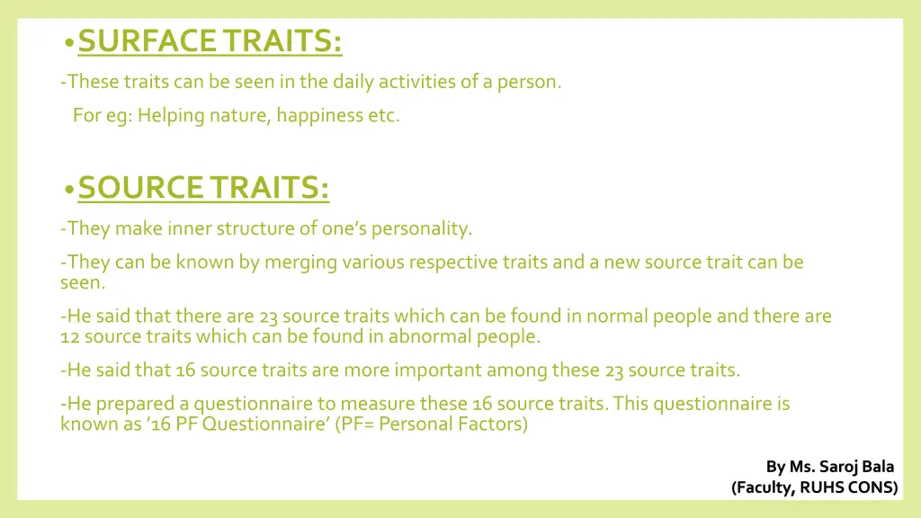 surface traits
