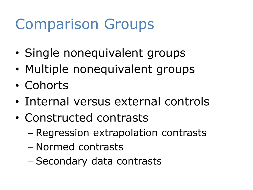 comparison groups
