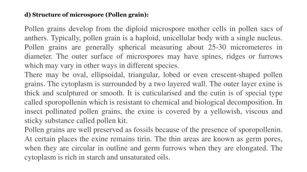 d structure of microspore pollen grain