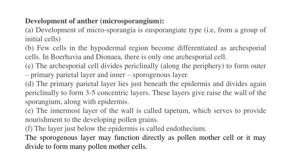 development of anther microsporangium