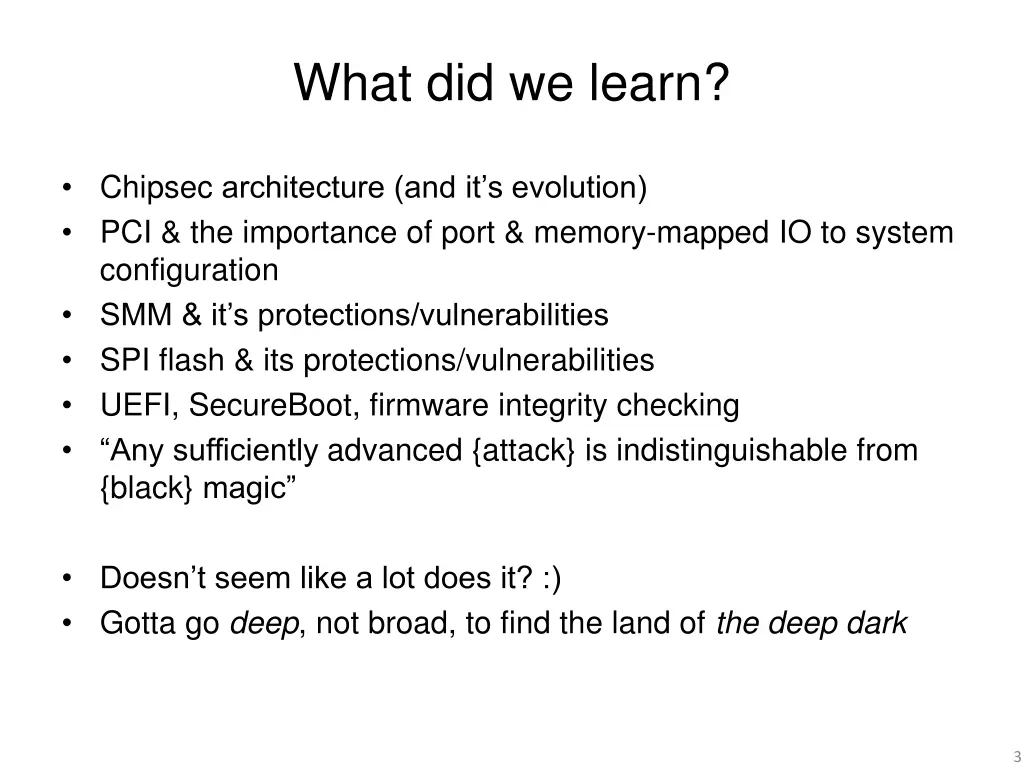 what did we learn