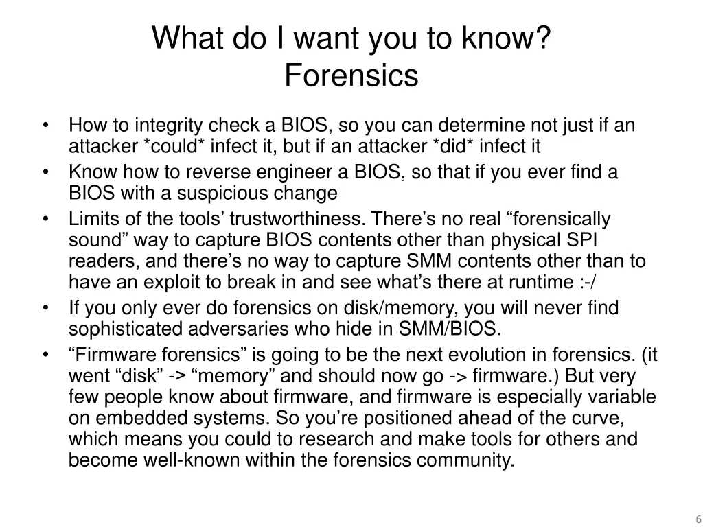 what do i want you to know forensics