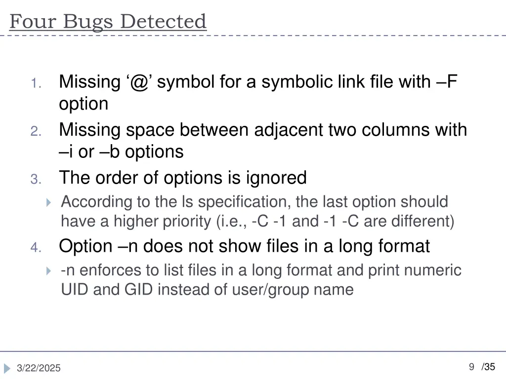 four bugs detected