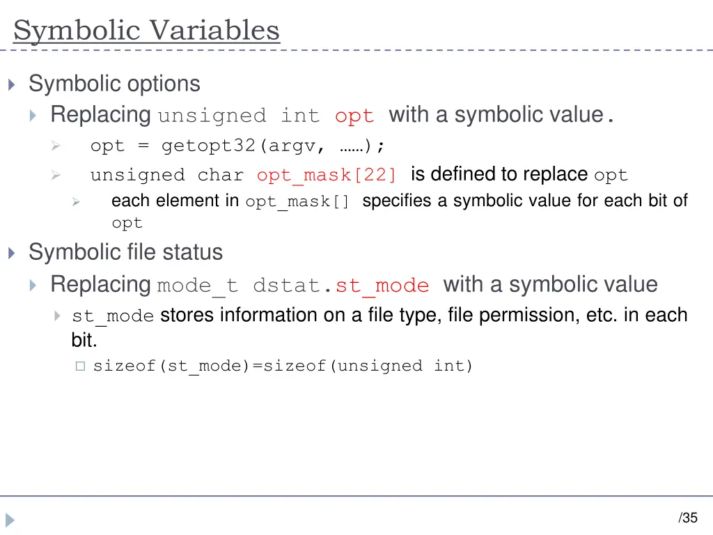 symbolic variables