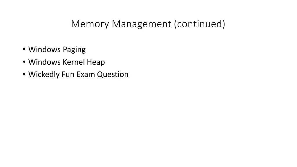 memory management continued