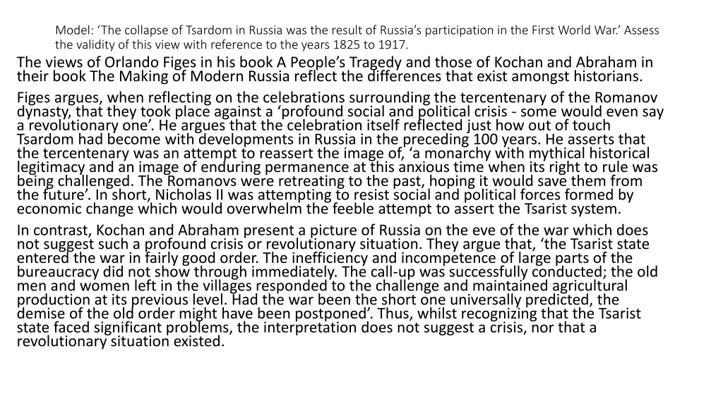 model the collapse of tsardom in russia
