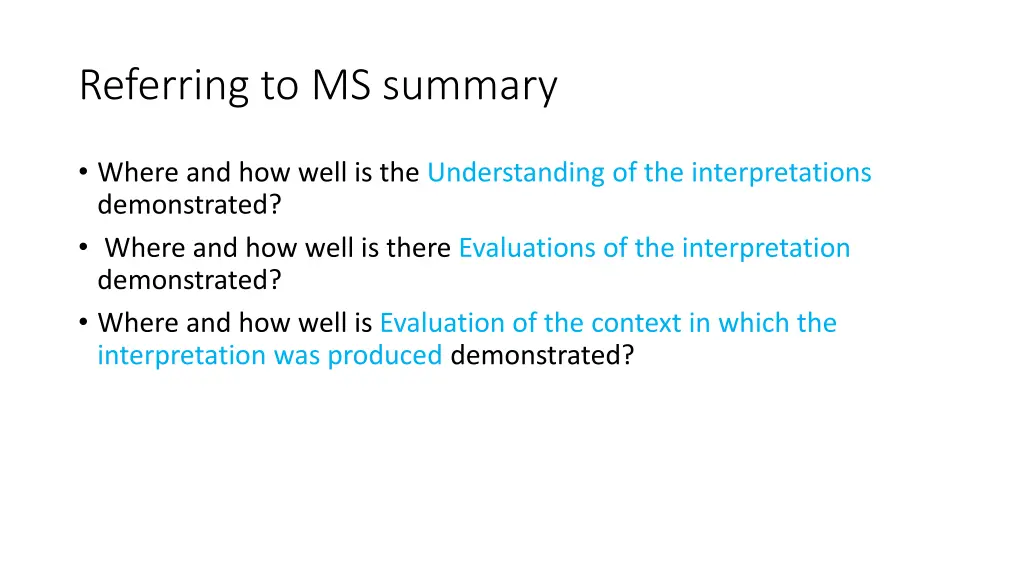 referring to ms summary