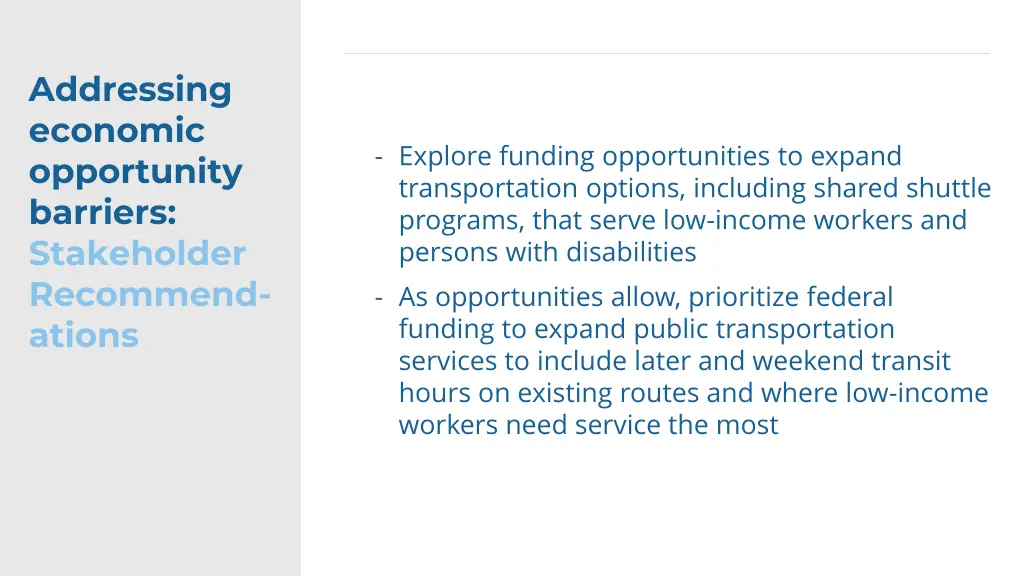 addressing economic opportunity barriers