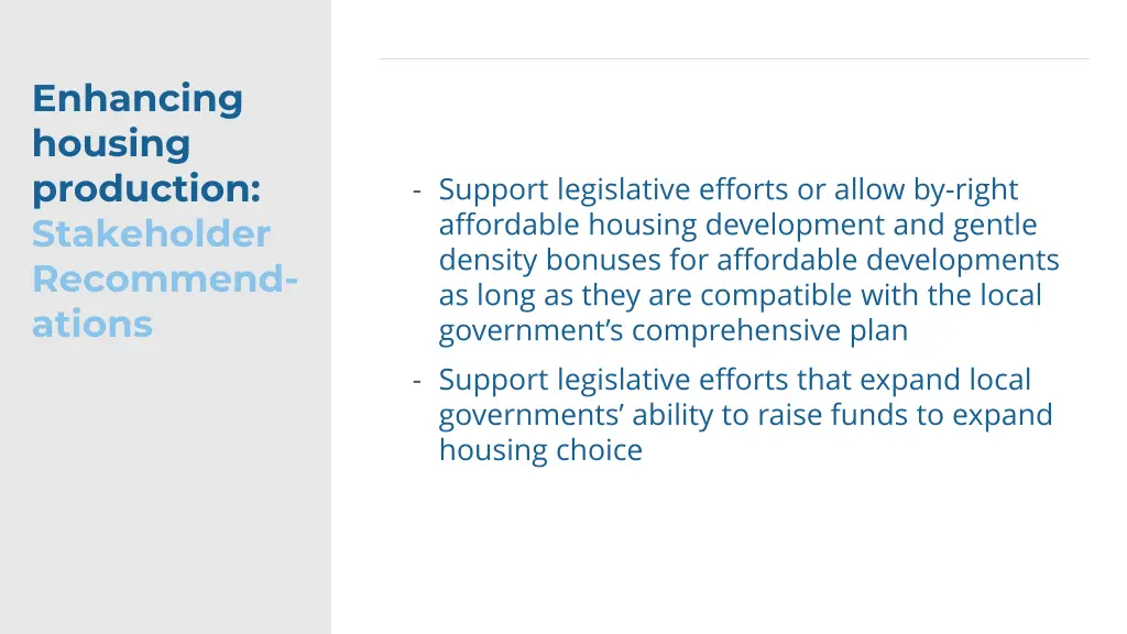 enhancing housing production stakeholder