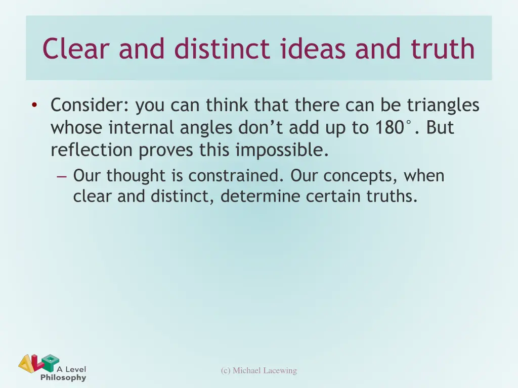 clear and distinct ideas and truth