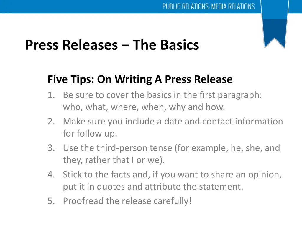 press releases the basics