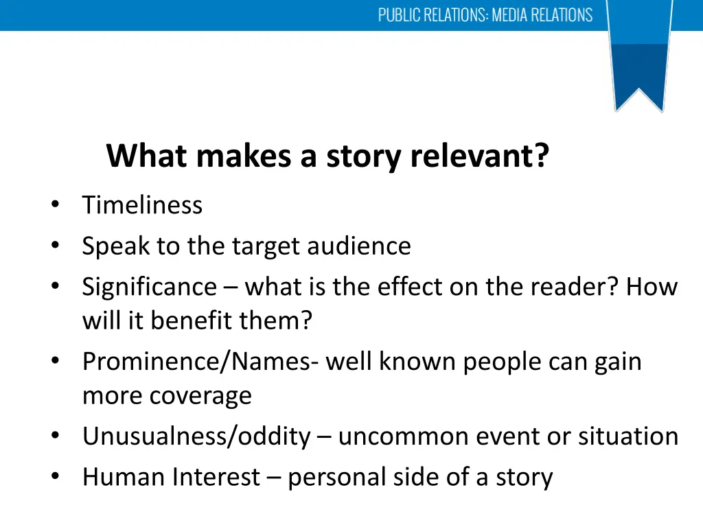 what makes a story relevant timeliness speak