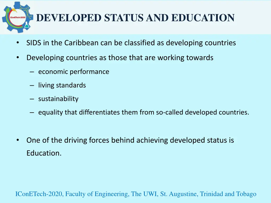 developed status and education