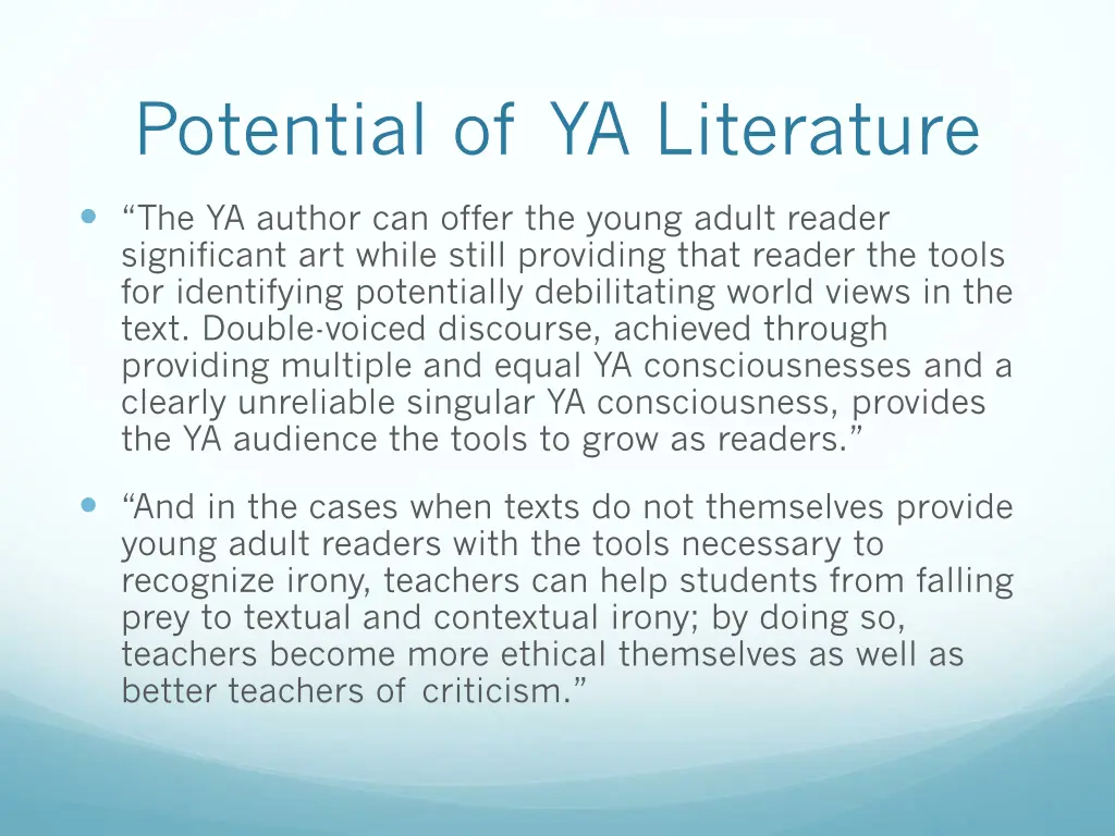 potential of ya literature