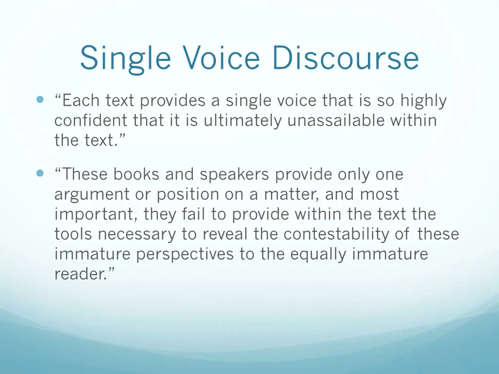 single voice discourse