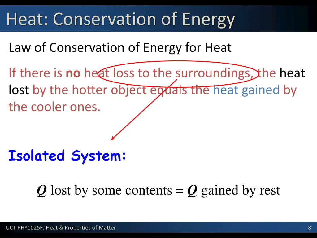 heat conservation of energy