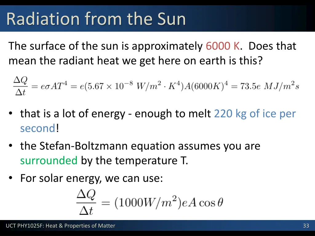 radiation from the sun