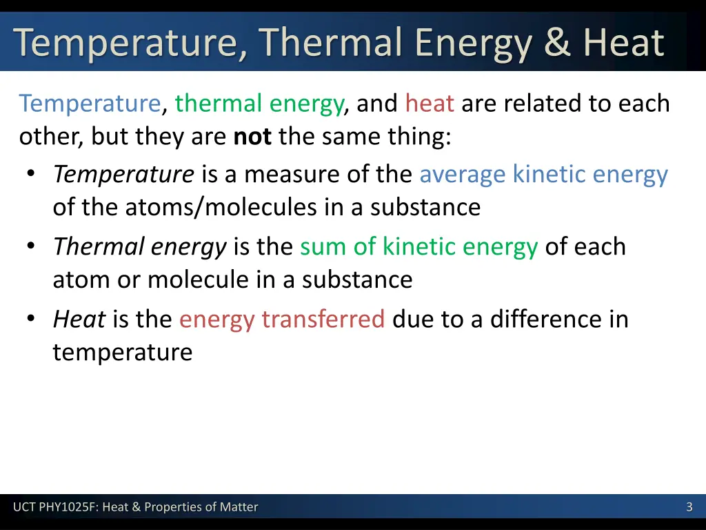 temperature thermal energy heat
