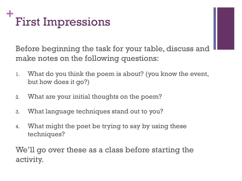 first impressions