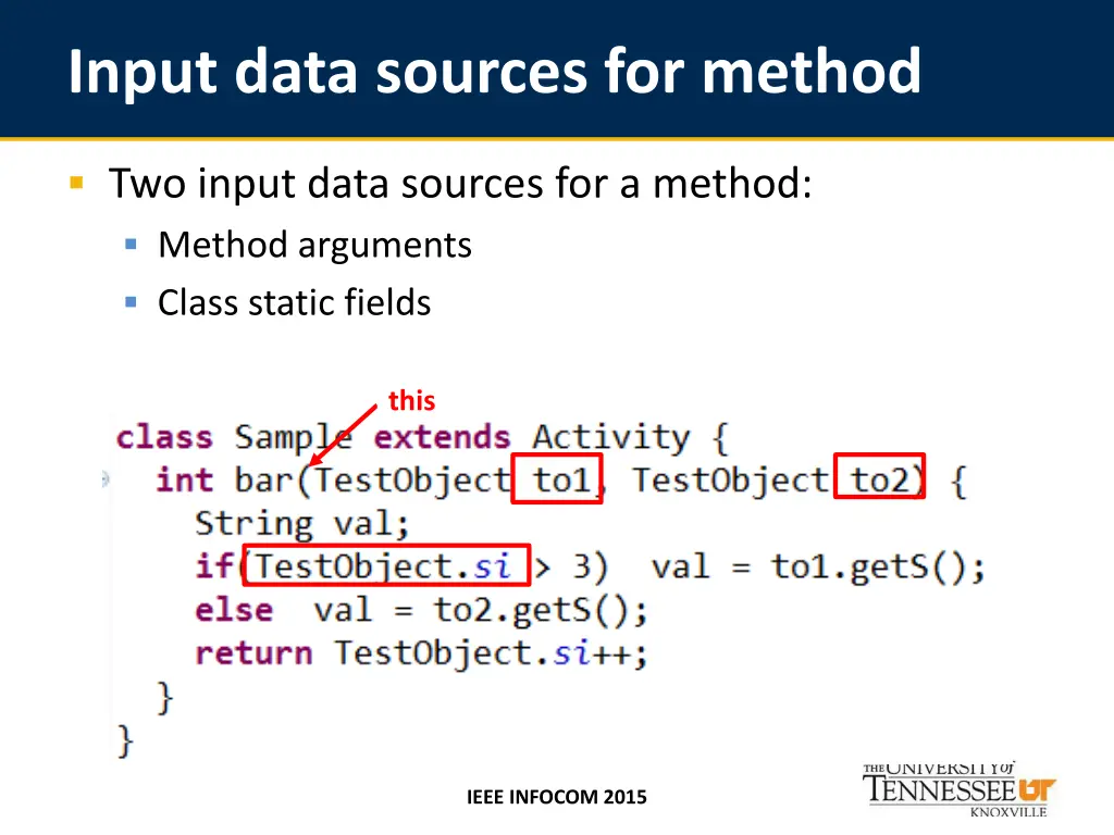 input data sources for method