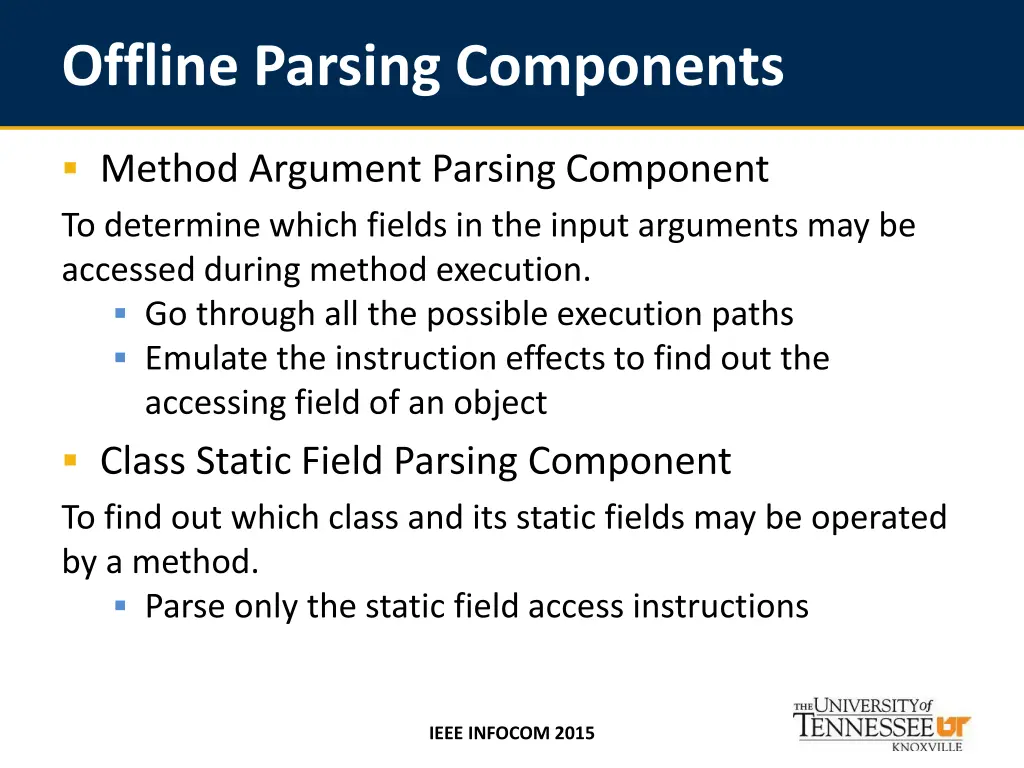 offline parsing components