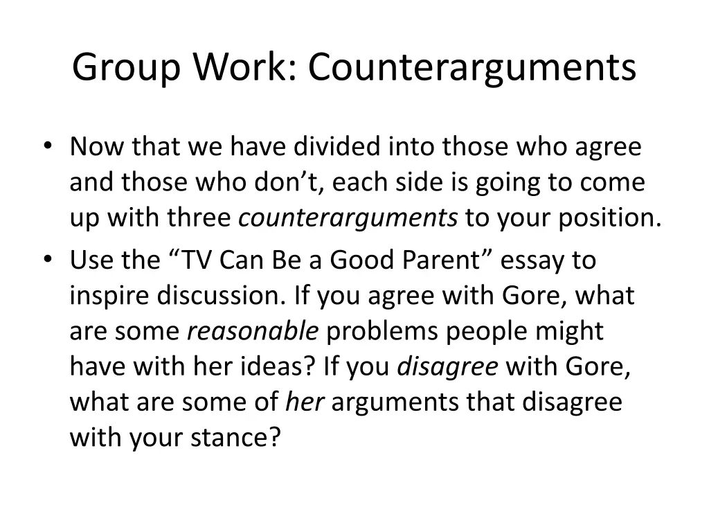 group work counterarguments