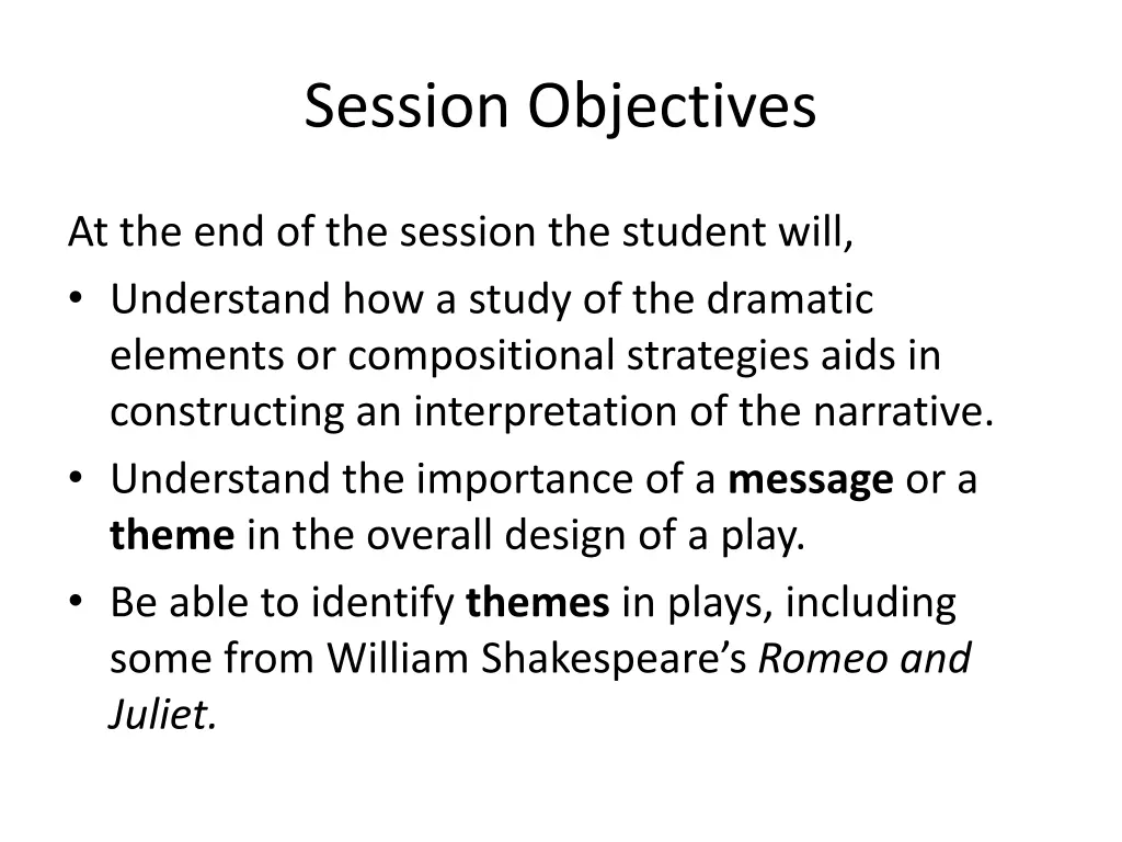 session objectives