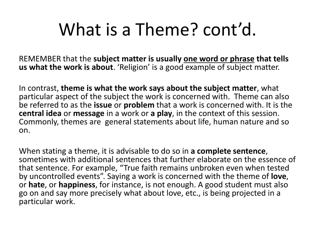 what is a theme cont d