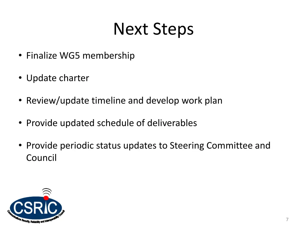 next steps