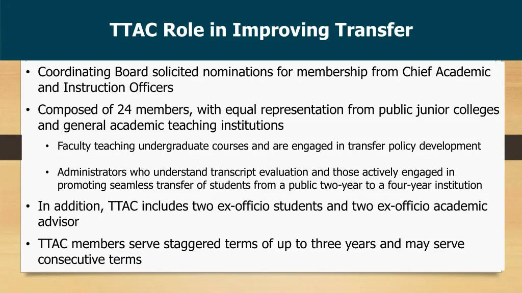 ttac role in improving transfer