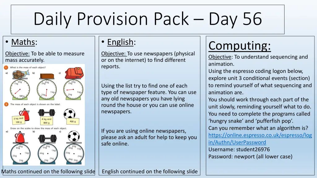 daily provision pack day 56