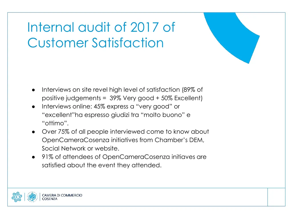 internal audit of 2017 of customer satisfaction
