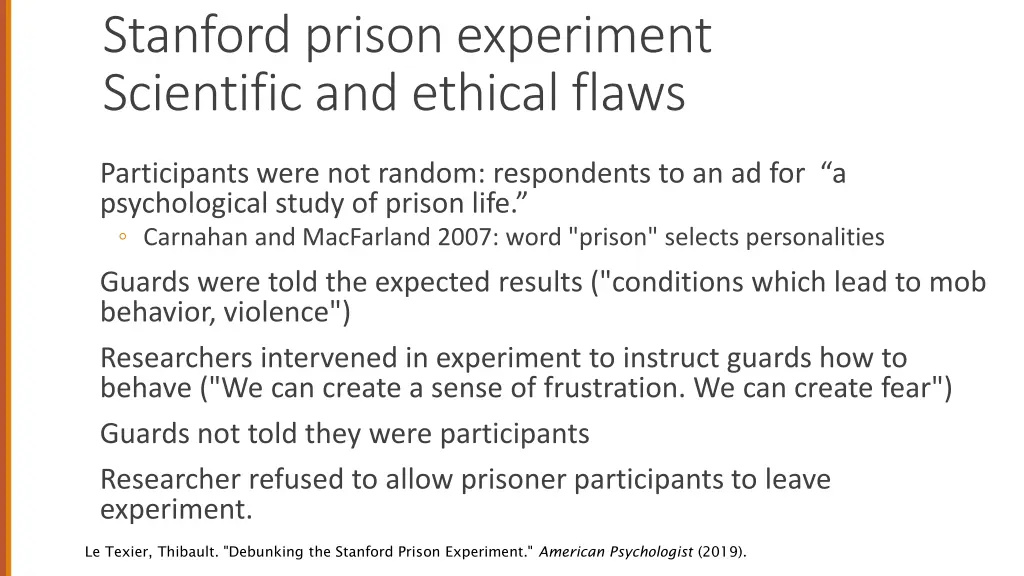 stanford prison experiment scientific and ethical