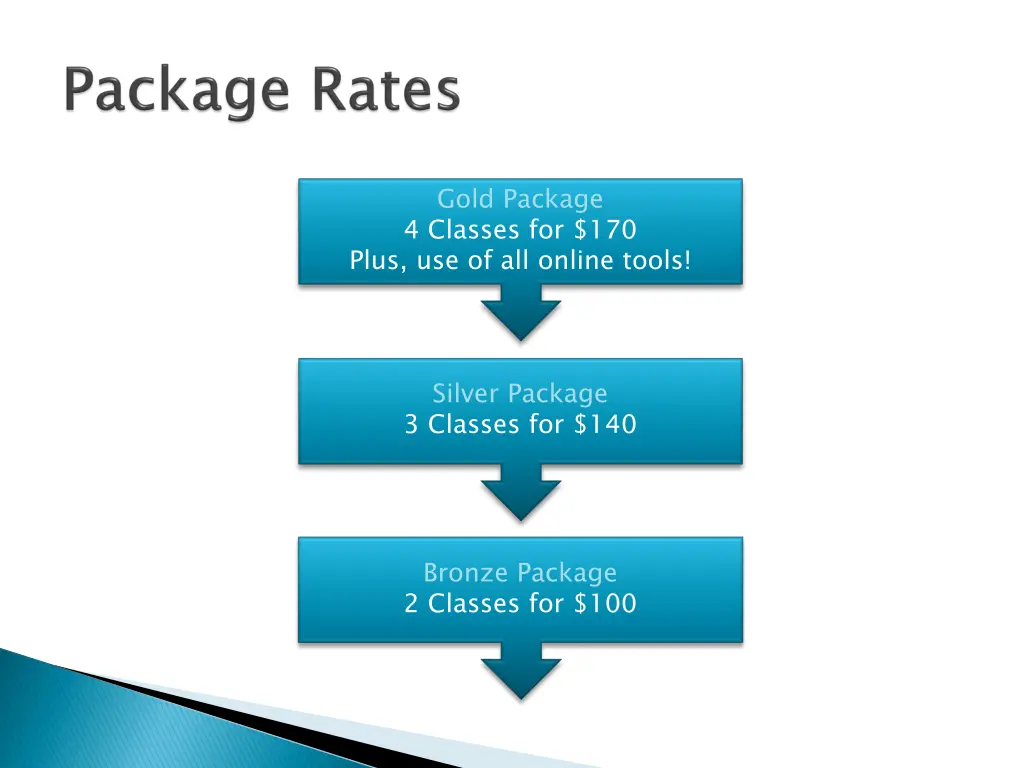 gold package 4 classes for 170 plus