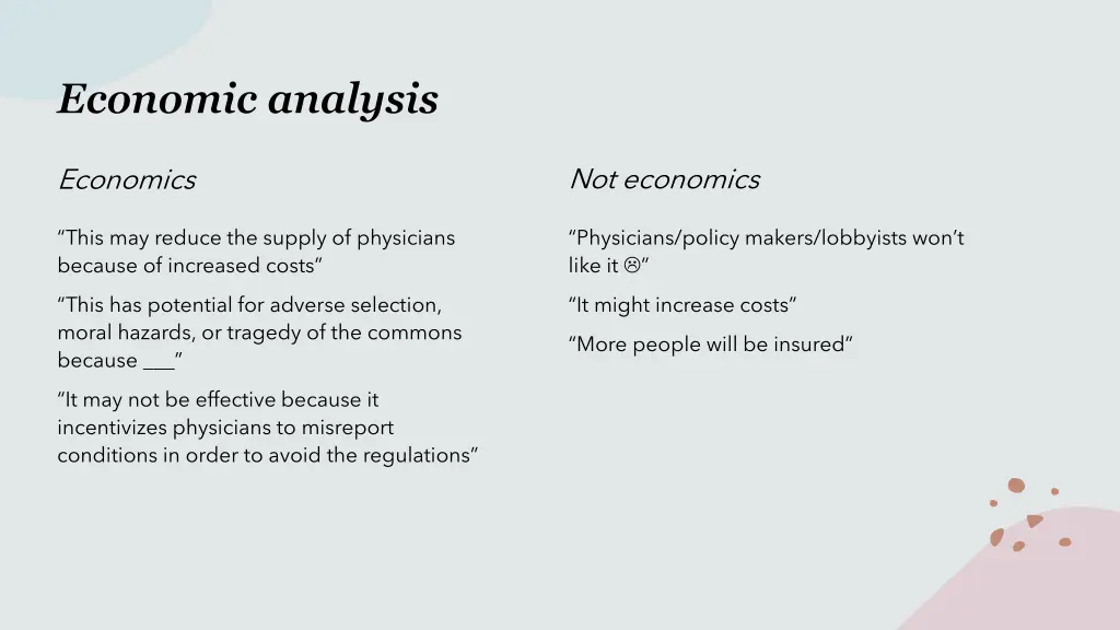 economic analysis