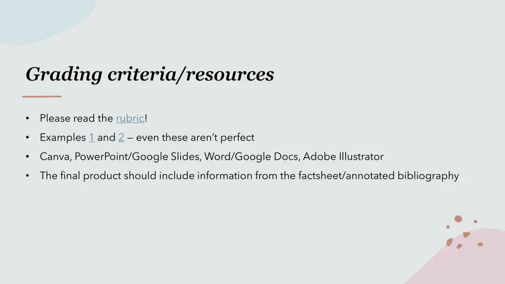grading criteria resources