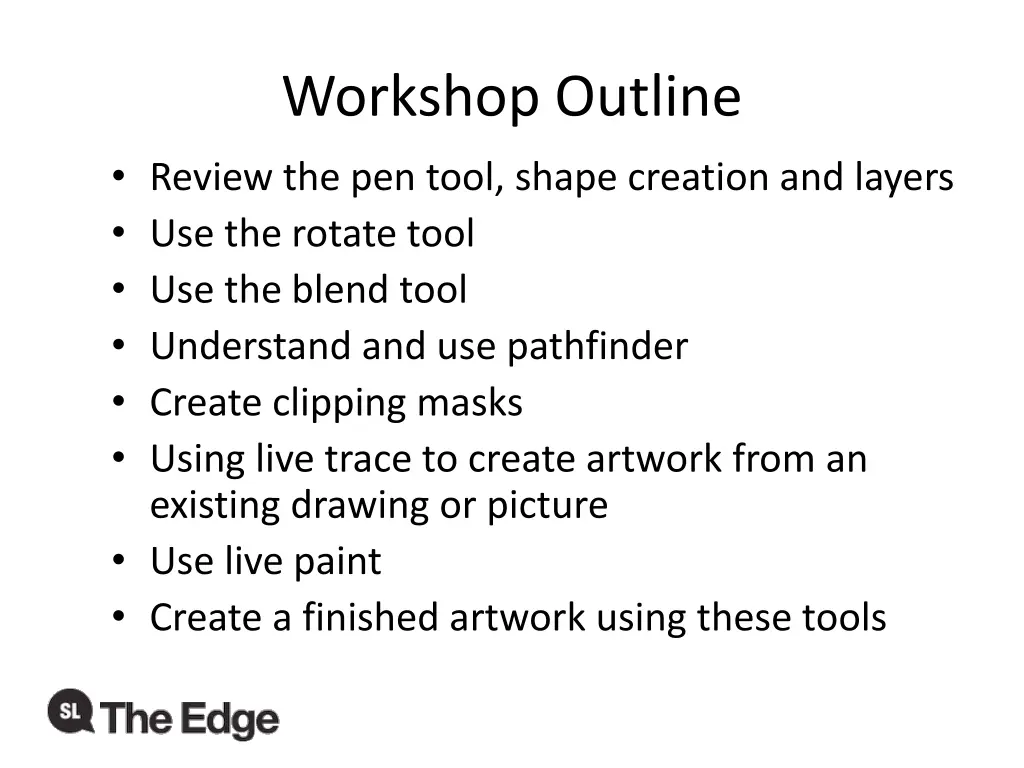 workshop outline review the pen tool shape