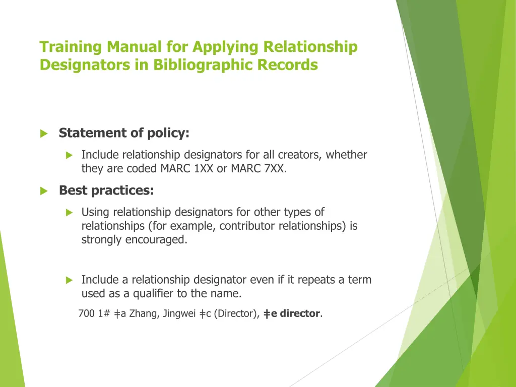 training manual for applying relationship