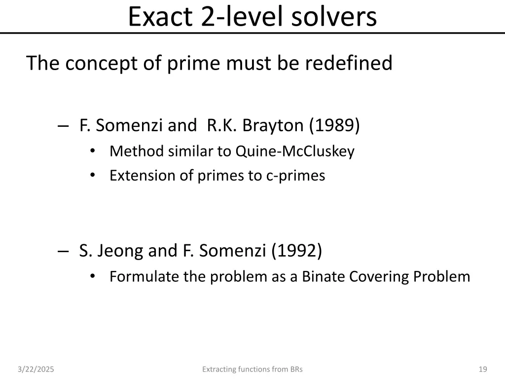 exact 2 level solvers