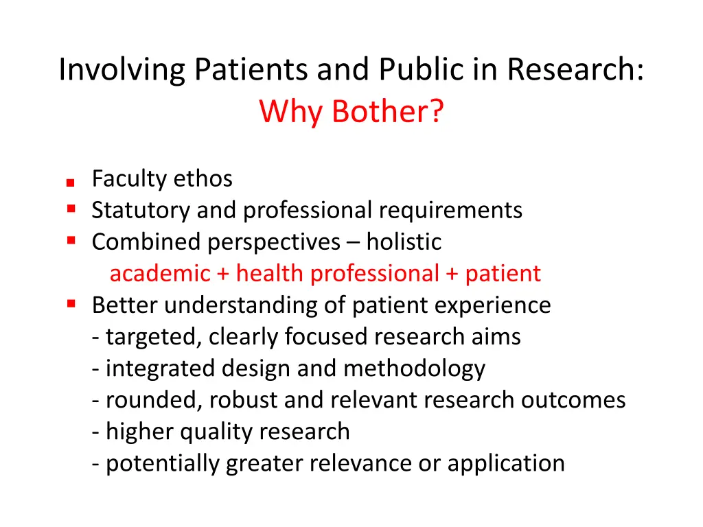 involving patients and public in research