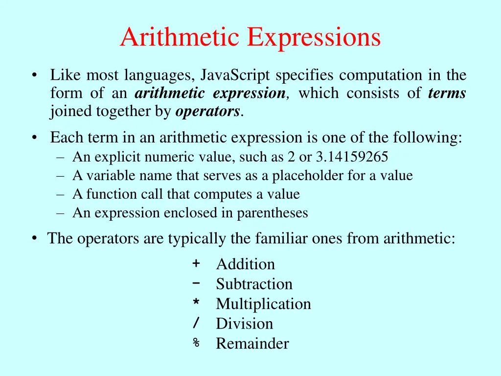 arithmetic expressions