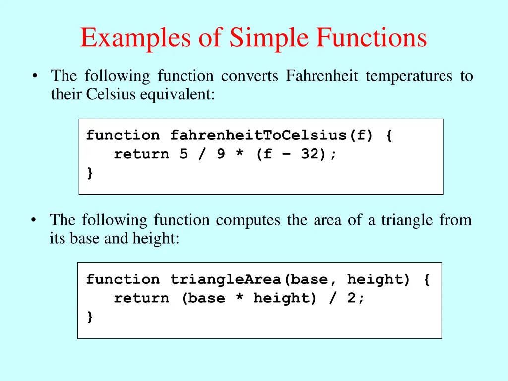 examples of simple functions