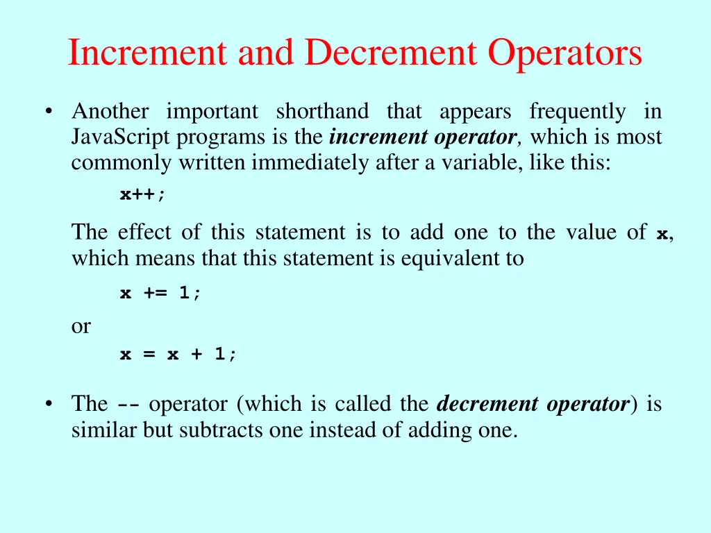 increment and decrement operators
