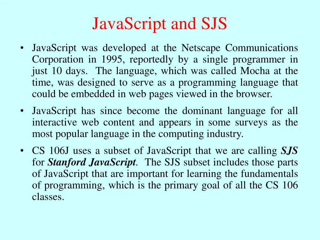 javascript and sjs