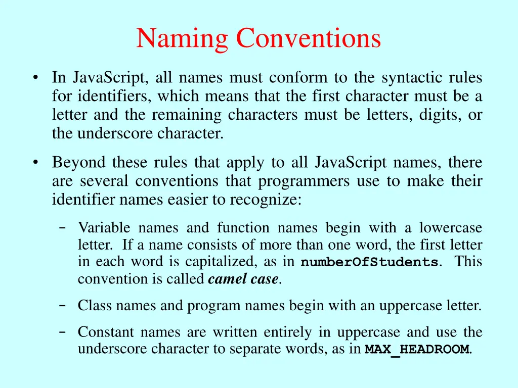naming conventions