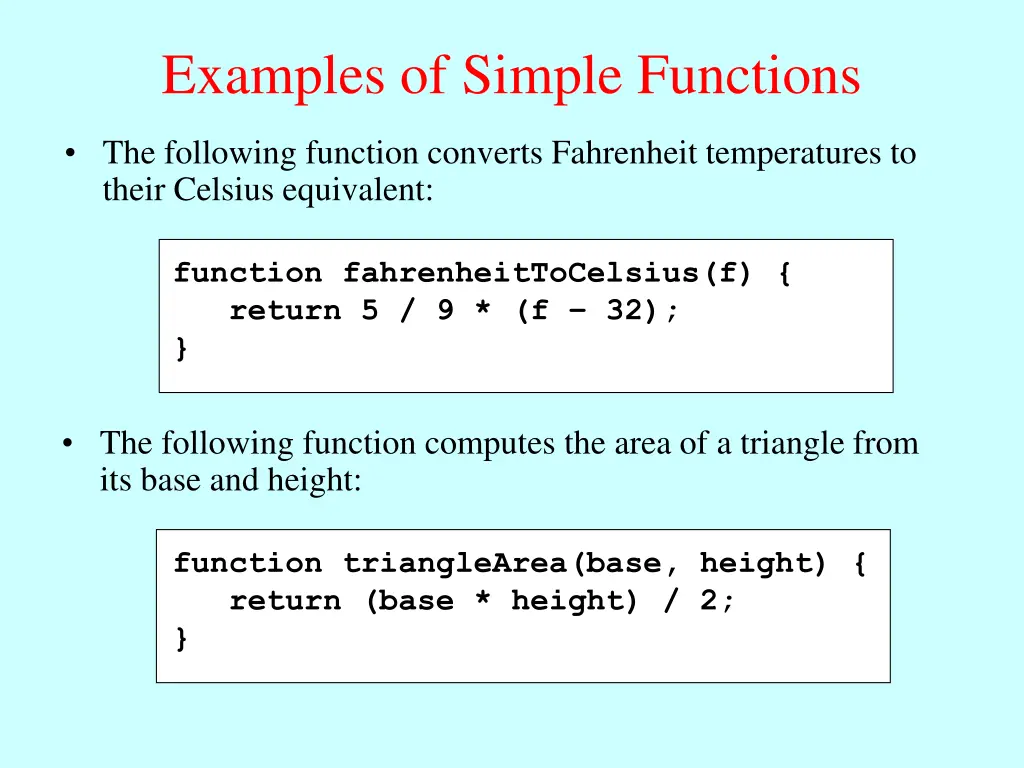 examples of simple functions