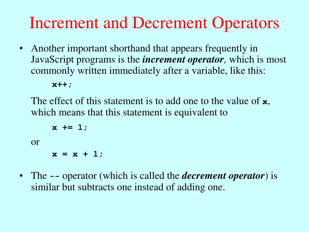 increment and decrement operators